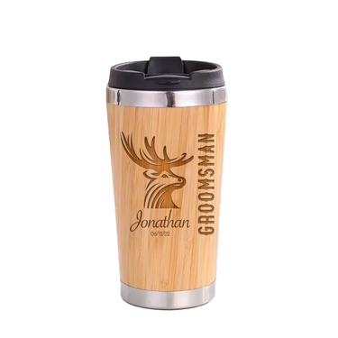 Customized 15oz Bamboo Tumbler - Personalized Groomsman Proposal Ideas